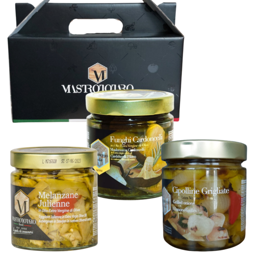 Geschenkbox 3 Spezialitäten in Extra Vergine Olivenöl Mastrototaro Food