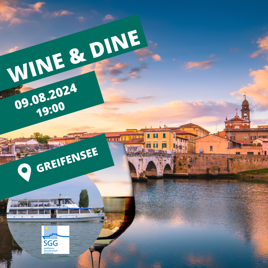 Wine&Dine "La Dolce Vita di Rimini" Friday 09.08.2024 Cruise on the Greifensee